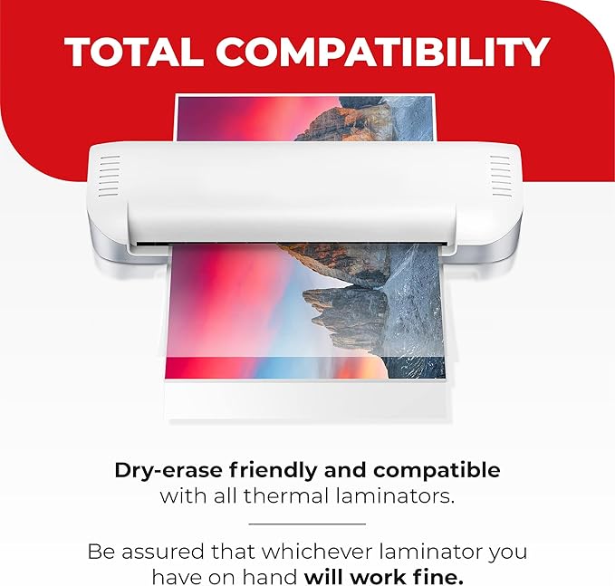 3MIL Thermal Laminating Sheets (125 Count) Small Sizes, Photo, Card, Notecard, ID Badge, Business Card Dry-Erase Friendly Laminating Pouches, Compatible with Laminators Crystal Clear Laminated Finish