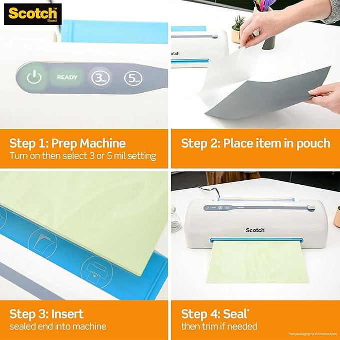 Scotch dry erase Thermal Laminating Pouches, 50-Pack, Works with Dry Erase Markers, Reuseable Worksheets, Calendars, Checklists, 8.9 x 11.4 Inches, Letter Size, Clear Professional Finish (TP3854-50DE)