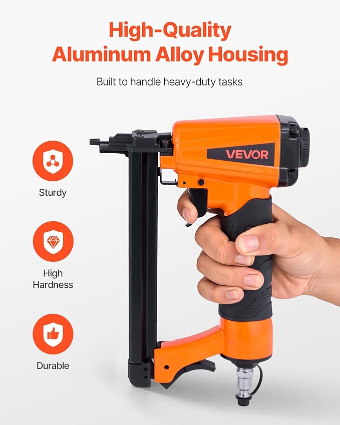 VEVOR Pneumatic Staple Gun, 20 Gauge T50 Pneumatic Upholstery Stapler for 7/16" Crown 5/32"-5/8" Length Staples, 70-110 PSI Air Staple Gun for Woodworking, Upholstering, Fabric, Crafts, DIY Projects