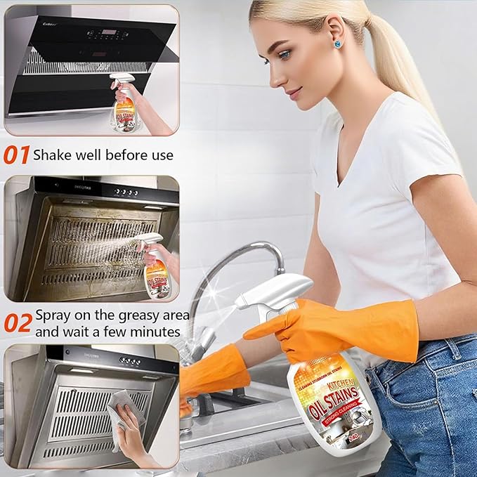 Fiell Heavy-Duty Kitchen Degreaser Foam Cleaner,Clean Kitchen up Oil Stains Spray,Multi Functiona Foam Cleaner Spray,Degreaser Cleaner Heavy Duty (3PC)