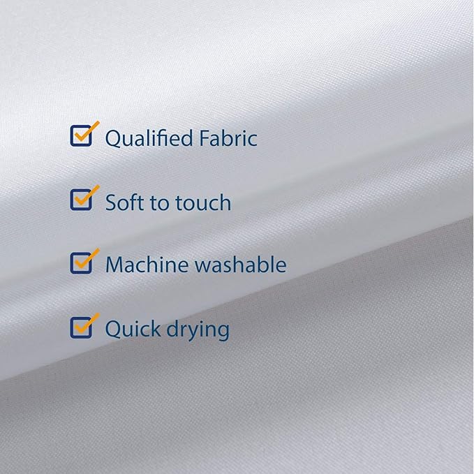 N&Y HOME Fabric Shower Curtain Liner Longer Stall Size 54 x 75 inches, Hotel Quality, Washable, White Bathroom Curtains with Grommets, 54x75
