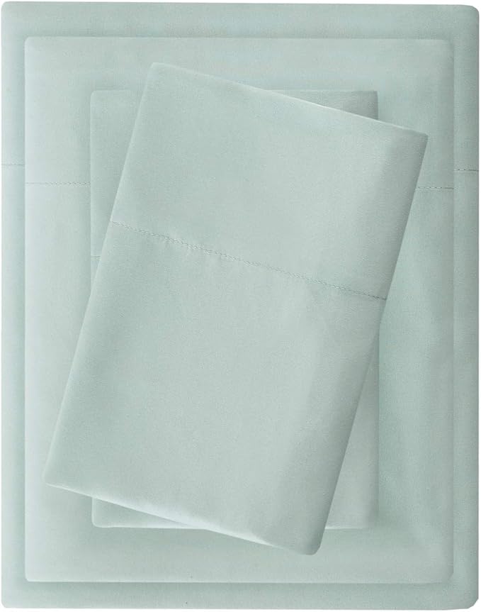 Madison Park 3M Microcell Color Fast, Wrinkle and Stain Resistant, Soft Sheets with 16" Deep Pocket All Season, Cozy Bedding-Set, Matching Pillow Case, Twin XL, Seafoam (MP20-2444)