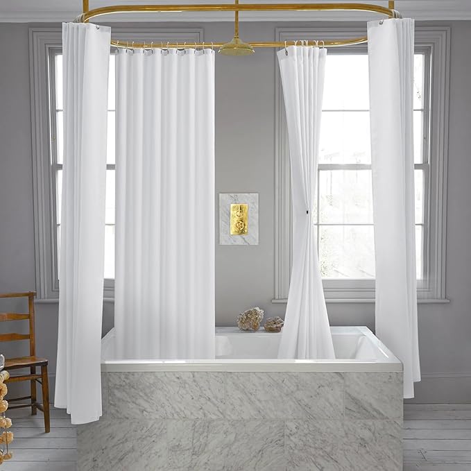 Nasitos Fabric Shower Curtain Liners 4 Pack - W72 x H72 - Washable & Water Resistant Cloth Shower Liner for Bathroom, Soft Hotel Quality, Standard Size (White, Include 8 Separate Magnets)