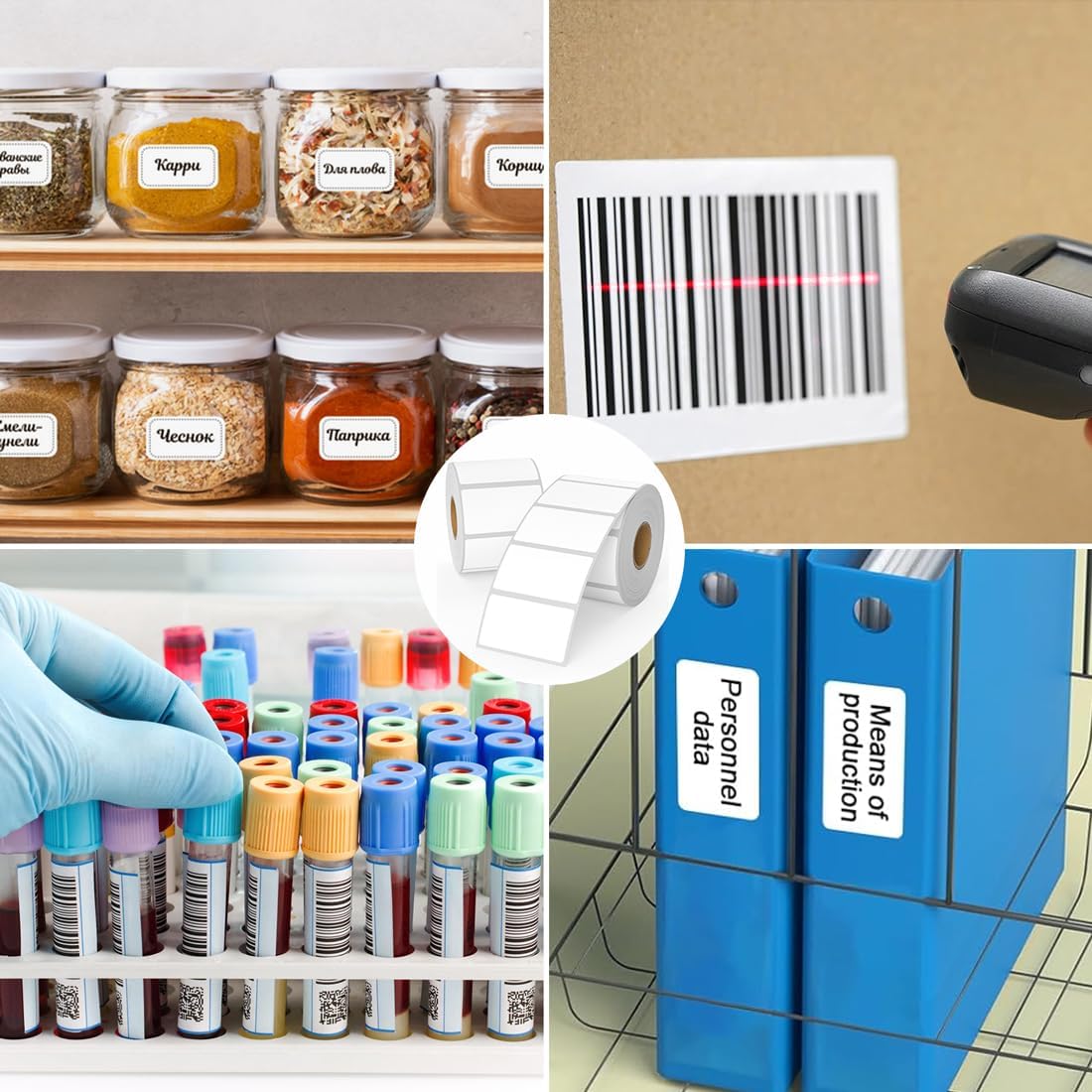 Thermal Labels 2-1/4 x 1-1/4, Adhesive Label Stickers 1000 Printer Papers for Barcode, FNSKU, Mailing, Shipping, Compatible with Zebra, Rollo and More Thermal Printer