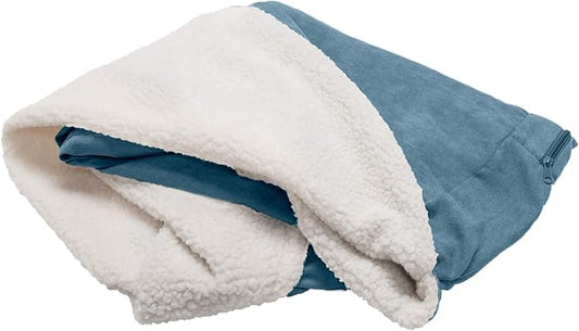 Furhaven Replacement Dog Bed Cover Sherpa & Suede Snuggery, Machine Washable - Blue, 44-inch