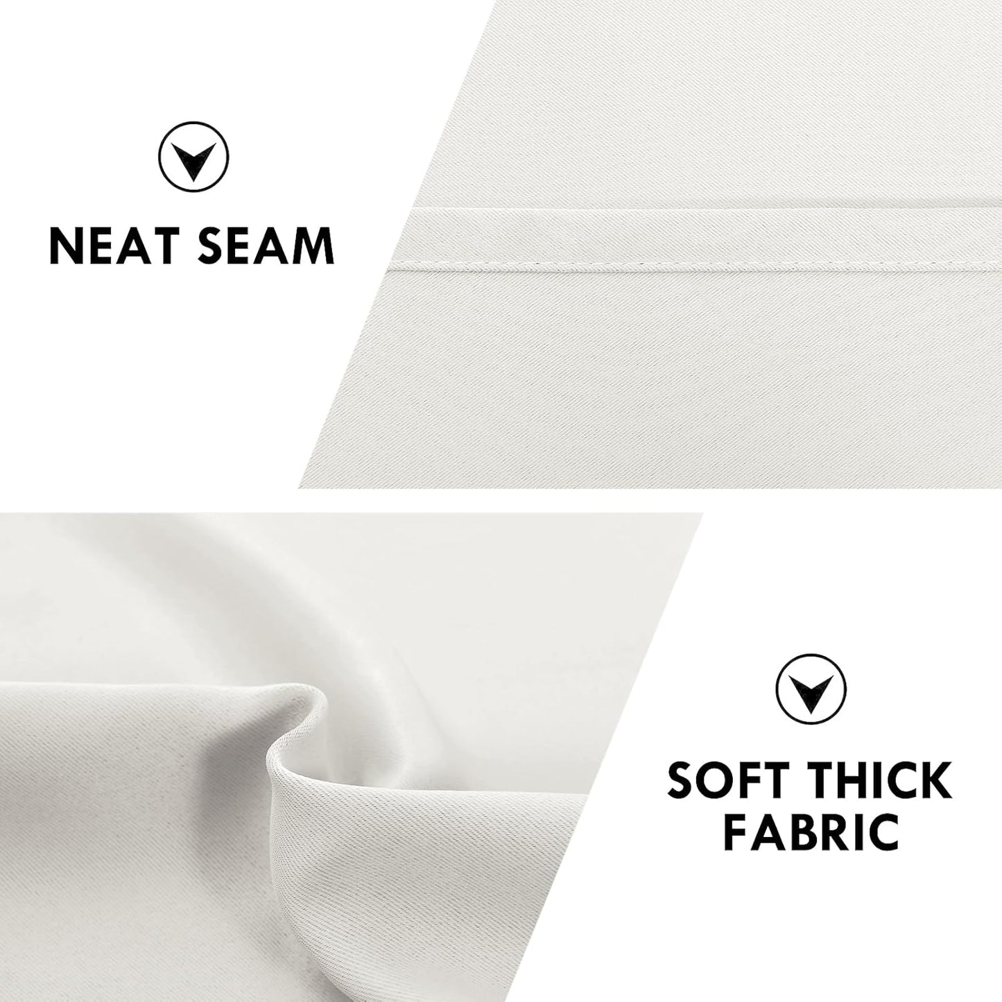 DWCN Blackout Curtains Thermal Insulated, Energy Saving & Noise Reducing Bedroom and Living Room Curtains, Ivory, W 42x L 72 Inch, Set of 2 Rod Pocket Curtain Panels