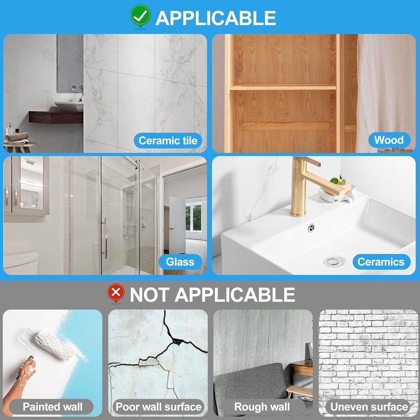 Large Adhesive Hooks for Hanging Heavy Duty Wall Hooks Self Adhesive Towel Coat Hooks Waterproof Transparent Hook for Bathroom Shower Kitchen Keys Door Outdoor Home Improvement Utility Hook 12 Pack