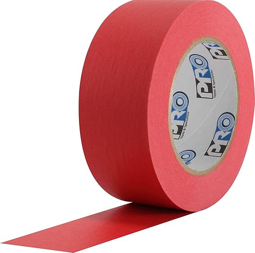 ProTapes Colored Crepe Paper Masking Tape, 60 yds Length x 2" Width, Red (Pack of 24)