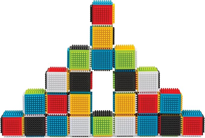 Infantino Press & Stay Sensory Blocks for Babies Age Grade 12m+, 24-Piece Set, Multicolor