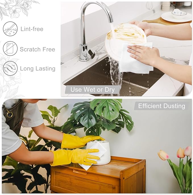 Homaxy Tear Away Dish Cloths Rolls, 75 Sheets-11.8" X 11.8", Reusable Washable Dish Towels for Kitchen, Ultra Absorbent and Quick Drying Microfiber Cleaning Rags, White