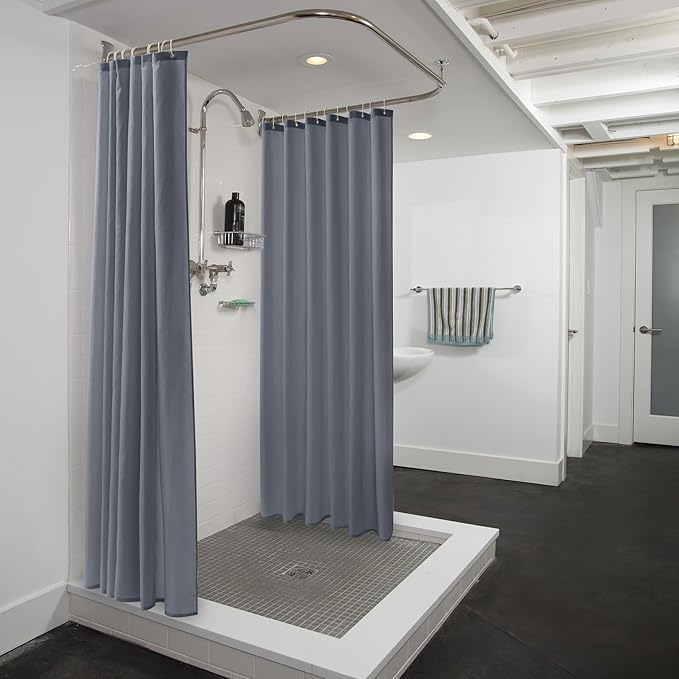 Nasitos Fabric Shower Curtain Liners 2 Pack - W72 x H72 - Water Resistant & Non Toxic Cloth Shower Liner for Bathroom, Hotel Quality, Machine Washable, Standard Size (Grey, 4 Magnets Included)