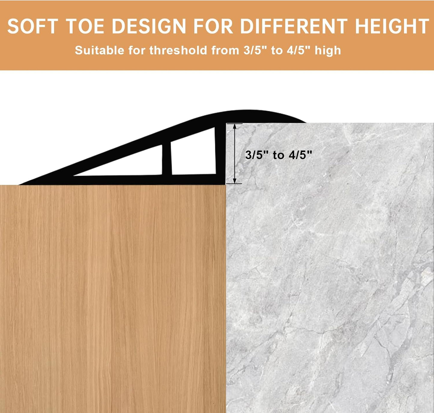 Vinyl Door Threshold Flooring Transition Strip Self Adhesive Carpet Edging Strip for Laminate Doorway Edge Threshold from 3/5" to 4/5" (Light Yellow Wood Grain, 10 Ft)