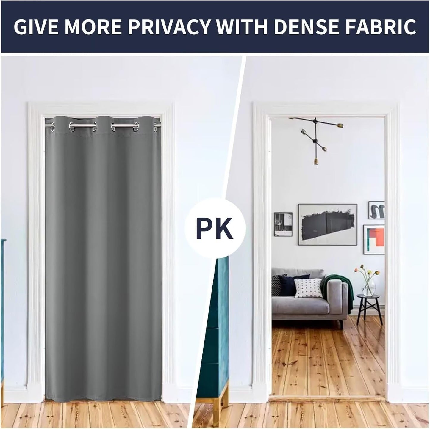 Joydeco Custom Size Door Curtain, Closet Door Curtain - Light Grey