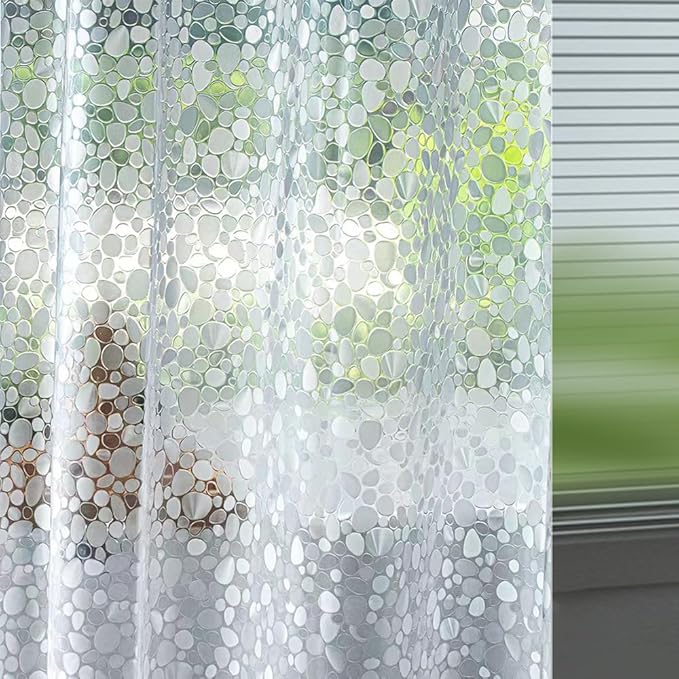 Ga-Geetopia Short - EVA Clear Shower Curtain Liner, Pebble Pattern 72x66 Inch Lightweight Plastic Bathroom Shower Showroom Inner Curtain with Rustproof Metal Grommets and Weighted Magnets