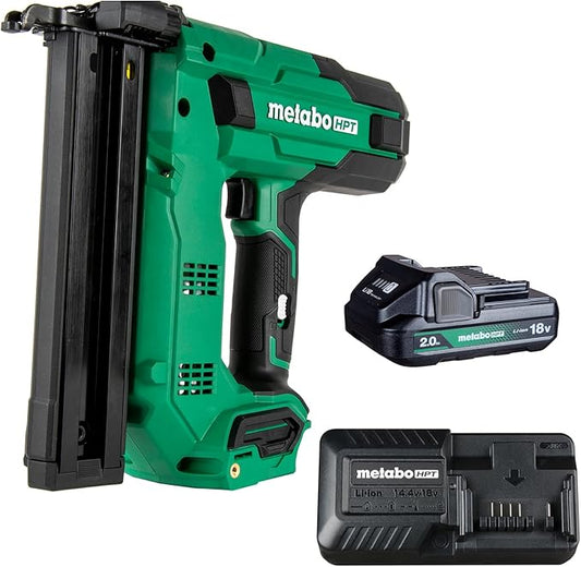 Metabo HPT 18V MultiVolt Cordless Narrow Crown Stapler Kit, 18 Gauge 1-1/2" Stapler with Power Tool 2.0Ah Lithium Ion Battery, Drives 1/2" to 1-1/2" Staples, 5-Year Warranty, N1804DB