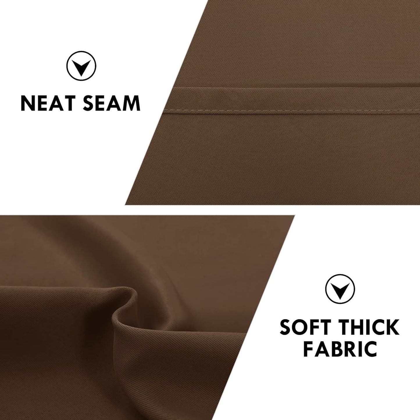 DWCN Blackout Curtains – Thermal Insulated, Energy Saving & Noise Reducing Bedroom and Living Room Curtains, Brown, W 42x L 63 Inch, Set of 2 Rod Pocket Curtain Panels