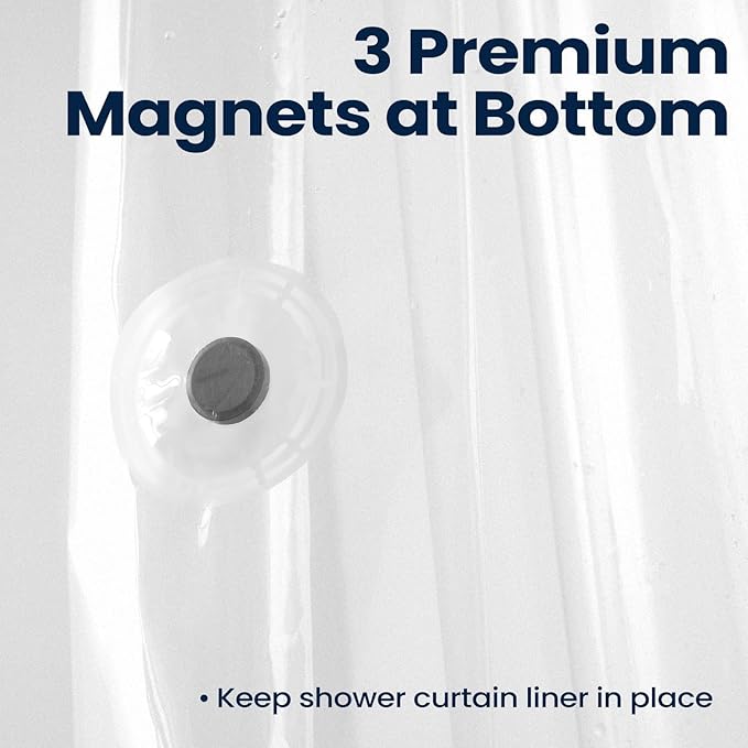 downluxe Frosted Shower Curtain Liner, EVA Soft Plastic Shower Liner with 3 Magnets, 72" x 72" Waterproof Bathroom Curtain