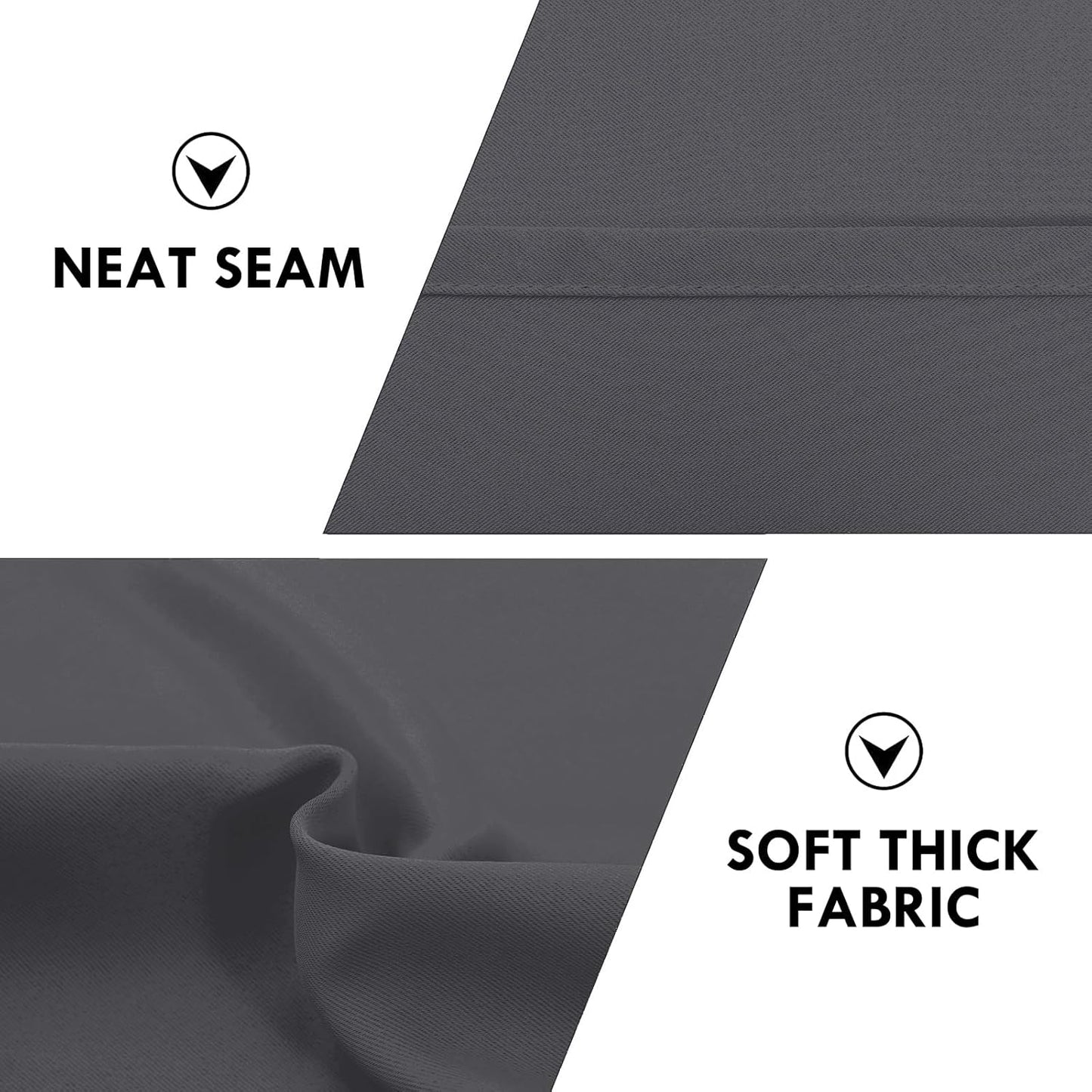 DWCN Bedroom Curtains Blackout Drapery Panels 54 Inch Length 2 Panels Set, Three Pass Microfiber Thermal Insulated Energy Saving Rod Pocket Window Treatment Drapes (W42 x L54 Inch, Dark Grey)