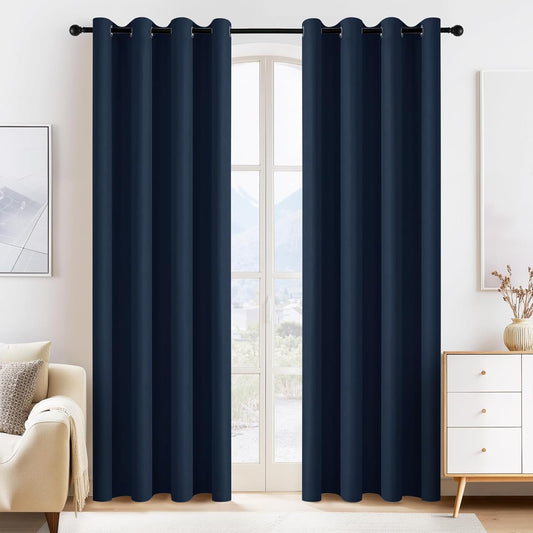 PONY DANCE Door Curtains for Doorways Privacy - Home Decoration Window Covering for Closet/Hallway Light Block Noise Reducing for Living Room 55 x 80 inch, Navy Blue, 2 PCs