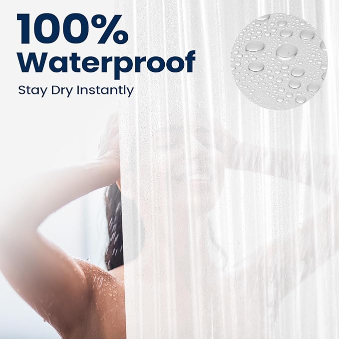 downluxe Frosted Shower Curtain Liner, PEVA Lightweight Plastic Shower Liner with 3 Magnets, 72" x 72" Waterproof Bathroom Curtain