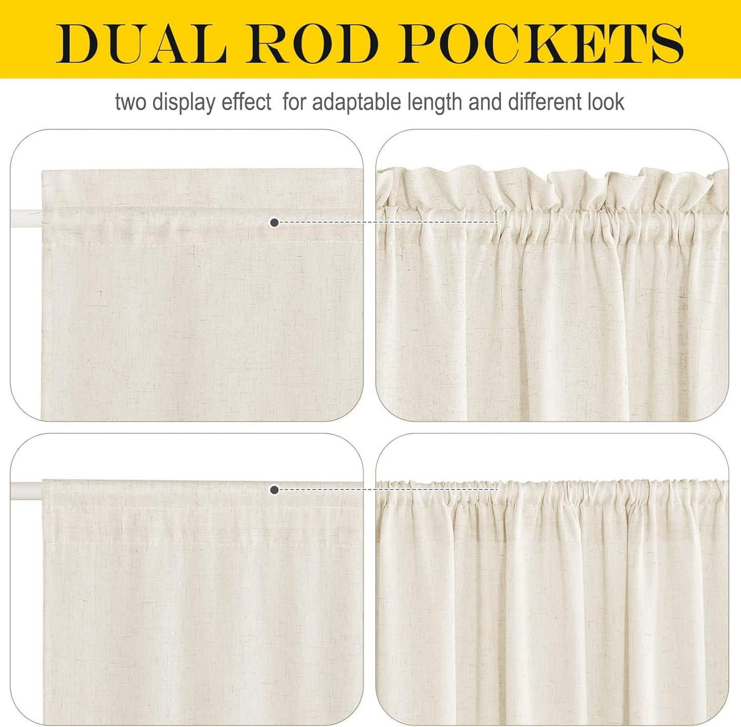 NICETOWN Natural Linen French Door Curtains Privacy Light Reducing Curtain for Glass Thermal Insulated Door Shade for Kitchen Classroom, 52 x 72 inches, 1 Panel