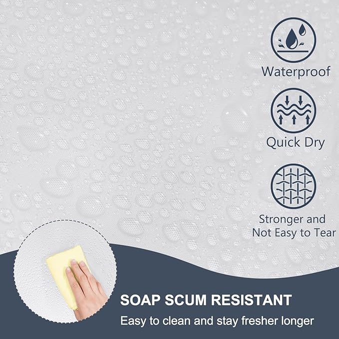 EurCross Frosted Stall Shower Curtain Liner, 8G PEVA Waterproof Weighted Hem Shower Liner with 5 Magnets, Narrow Small Shower Curtain Liner 54 inch Wide,9 Buttonholes (Frosted, 54"W x 78"H)