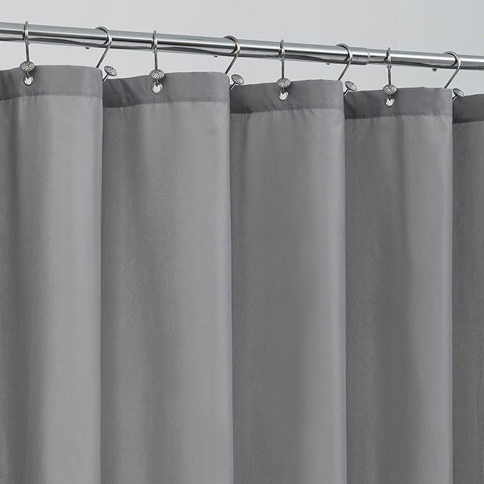 ALYVIA SPRING Long Fabric Shower Curtain Liner Waterproof - 72" x 74", Soft & Lightweight Longer Shower Curtain with 3 Magnets, Machine Washable - 72x74, Grey