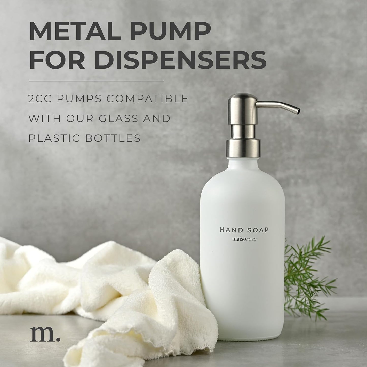 MaisoNovo Soap Pump Replacement - 2X Silver Metal Soap Dispenser Pumps - Stainless Steel