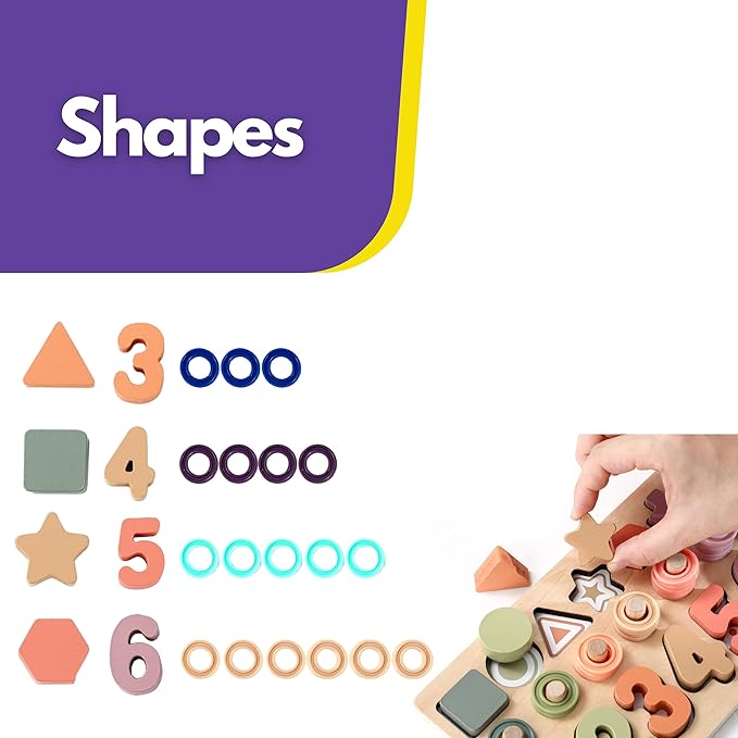Toddler Montessori Toys Teaches Number, Counting, Math, Stacking Fun Preschool Learning Activates for Boy and Girl | Year Old Boy Gifts and Beyond! (Macaron)