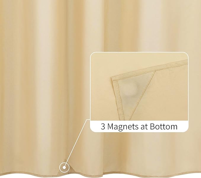 ALYVIA SPRING Waterproof Fabric Shower Curtain Liner with 3 Magnets - Hotel Quality Soft Cloth Shower Liner, Light-Weight & Machine Washable - Standard Size 72x72, Khaki