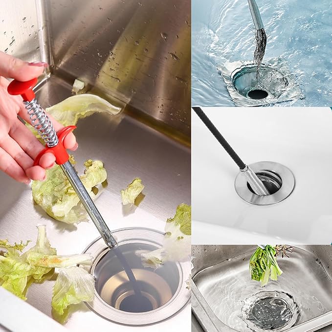 Drain Snake,61 Inch Hair Drain Clog Remover- Flexible Gutter Cleaning Tools for Home Sink, Bathroom Tub,Drain, Toilet, Tight Spaces