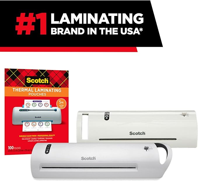 Bundle of Scotch Thermal Laminator, Extra Wide 13 Inch Input TL1302X + Scotch Thermal Laminating Pouches, 8.9 x 11.4 Inches, Letter Size Sheets, 100 Count