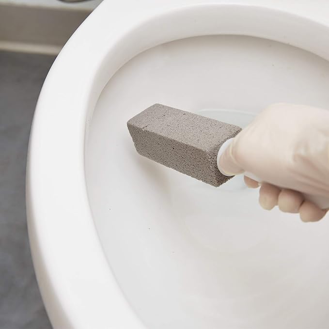 PUMIE Toilet Bowl Ring Stain Remover, Pumice Stone For Toilet, Hard Water & Tough Stains on Kitchen, Sinks, Tubs, Shower & Grills, Safe for Porcelain, TBR-6 Pumice Scouring Stick w/Handle - Pack of 6