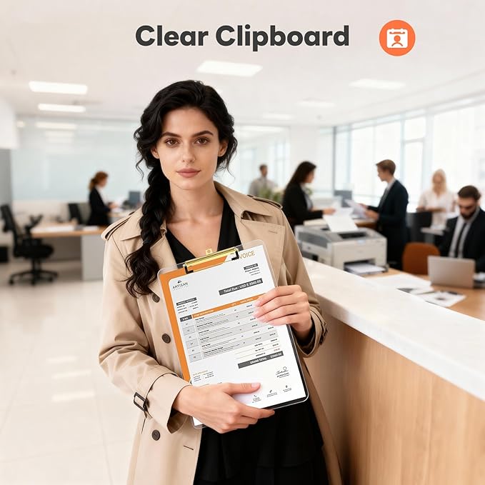 Clear Plastic Clipboard Set of 2, 12.5 x 9'' Letter Size for Classroom, Students, Teacher, Nurse, A4 Transparent 8.5 x 11'' Clip Board with Low Profile Golden Clip, Office & School Supplies