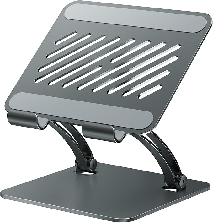 tounee Tablet Holder Stand, Dual Rod Adjustable Aluminum Desktop Stand, Compatible with 4.7-16.9" iPads, Surface Tablets, Portable Monitors, Kindle & More (Gray)