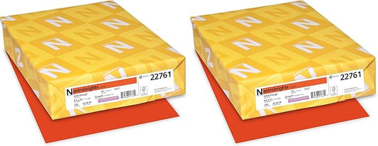 Neenah Astrobrights Color Cardstock, 65 lb Cover Weight, 8.5 x 11, Orbit Orange, 250/Pack (Pack of 2)