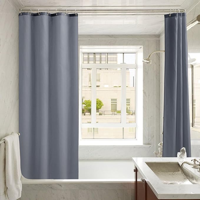 Nasitos Shower Curtain Liners 4 Pack - W36 x H72 - Washable & Water Resistant Fabric Bath Shower Liners for Narrow Stall, Stand Up Shower Stall, RV, Camper (Grey, Magnets Included)