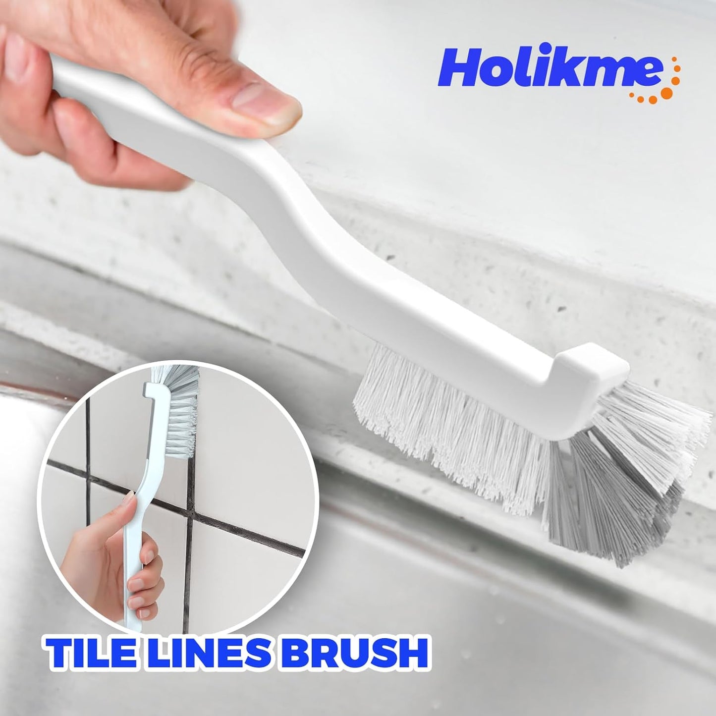 Holikme Cleaning Brush Set, Scouring Pad for Cleaning, Groove Gap Brushes for Pot, Pan, Kitchen Sink, Wire Brushes (White)