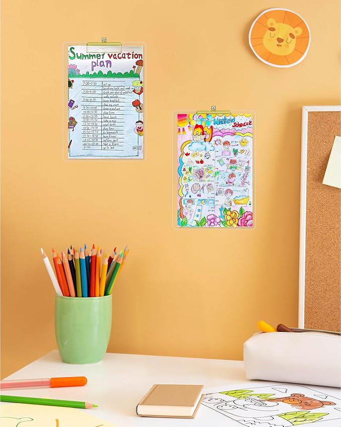 Honagu Acrylic Clear Clipboards, 8.5x11 Plastic Clipboard with Gold Strong Clip Hidden Hanging Hole, A4 Letter Size Clipboards for Nurses, Doctors, Art Student, Teachers,School & Office Supplies, 1PC