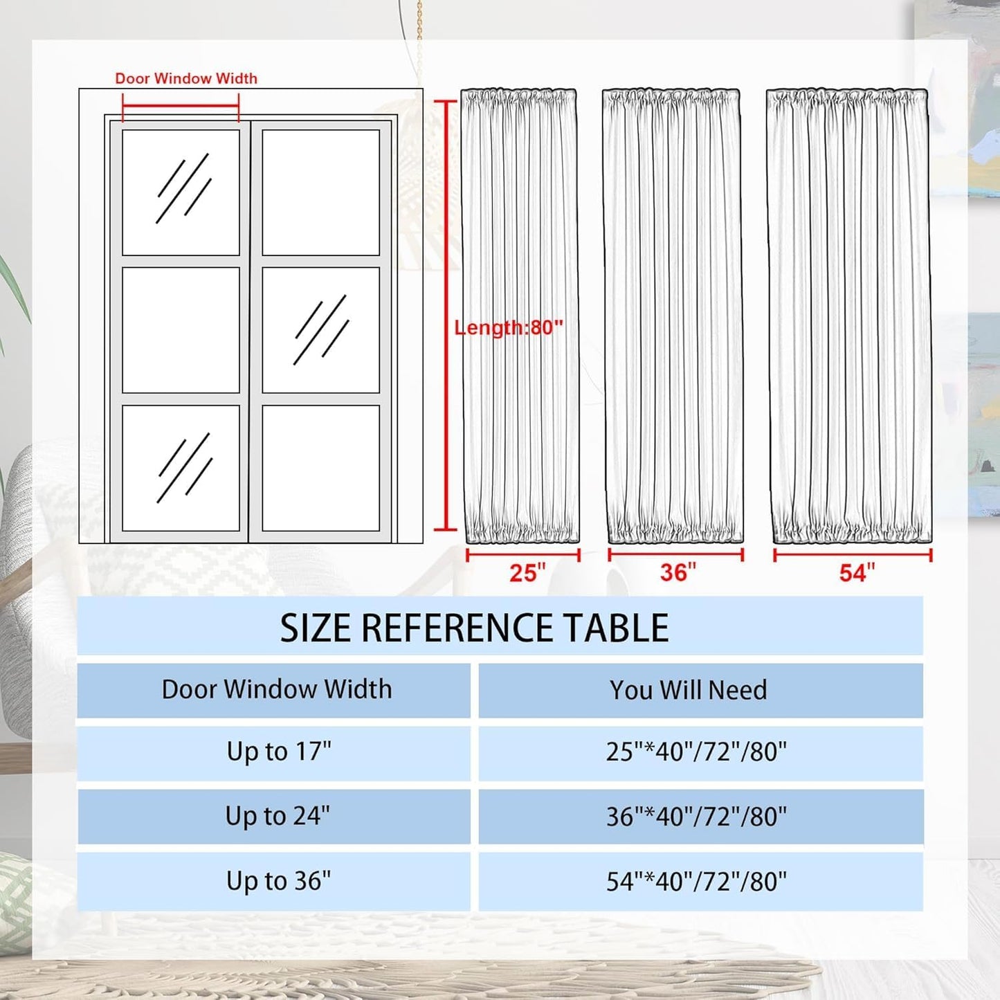 DWCN French Door Curtains – Rod Pocket Thermal Blackout Curtain for Doors with Glass Window, Kitchen and Patio Doors for Privacy, 54 X 80 Inches Long, 1 Curtain Panel with Tieback, Light Beige