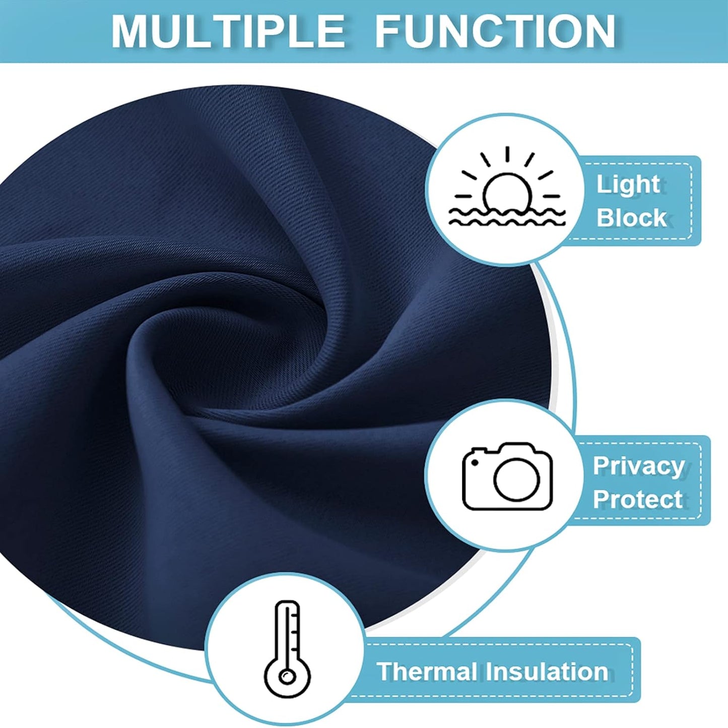 RYB HOME Small Window Curtains Blackout - Privacy Energy Saving Insulating Curtains Blinds for Bedroom Bathroom Basement Kids Nursery Kitchen, W 34 x L 48 inches, Navy Blue, 2 Panels