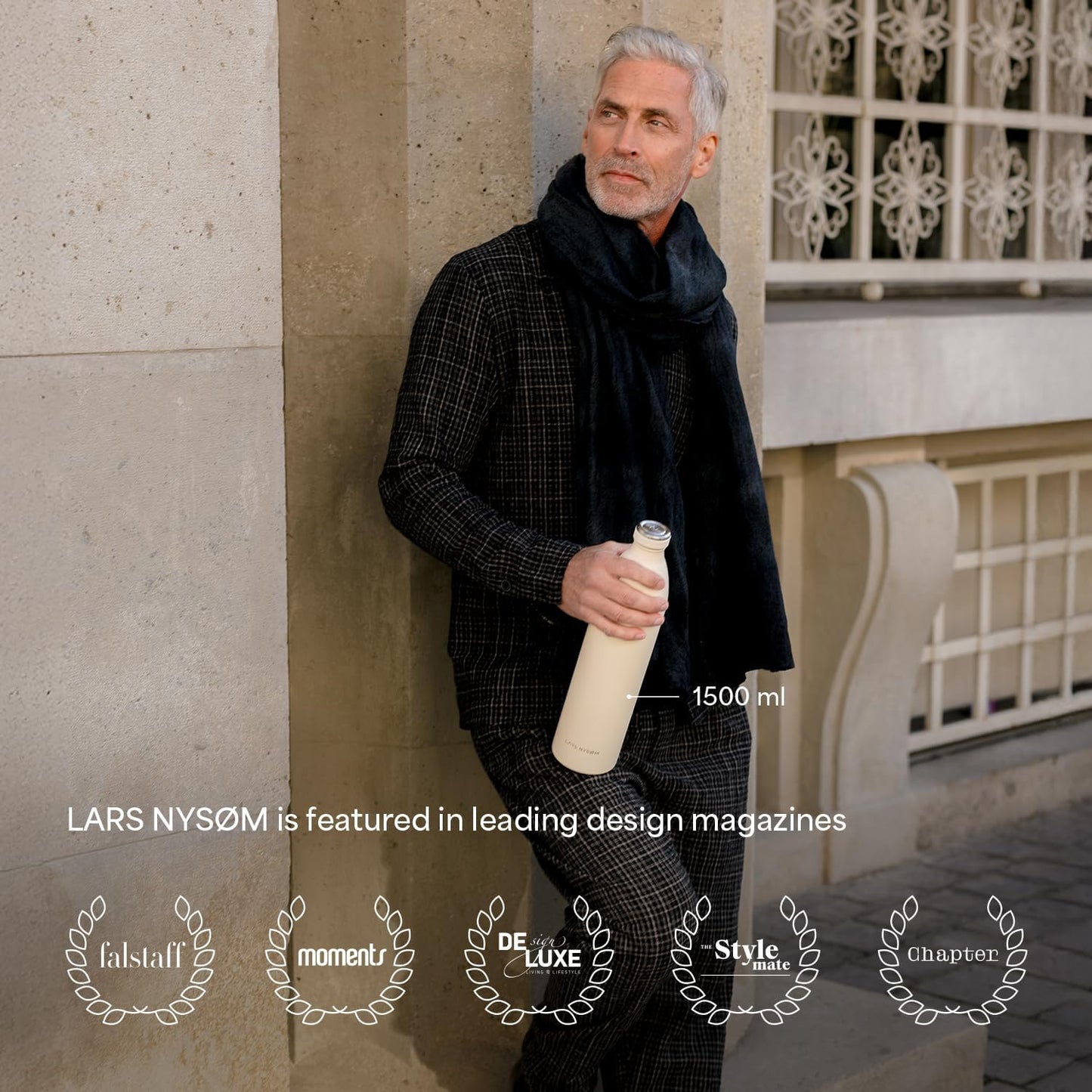LARS NYSØM Stainless Steel Insulated Water Bottle 12oz 17oz 25oz 34oz 51oz | Insulated Thermo Flask for Hot and Cold Beverages | Leakproof Drinking Bottle (Sky Blue, 33.9 oz)