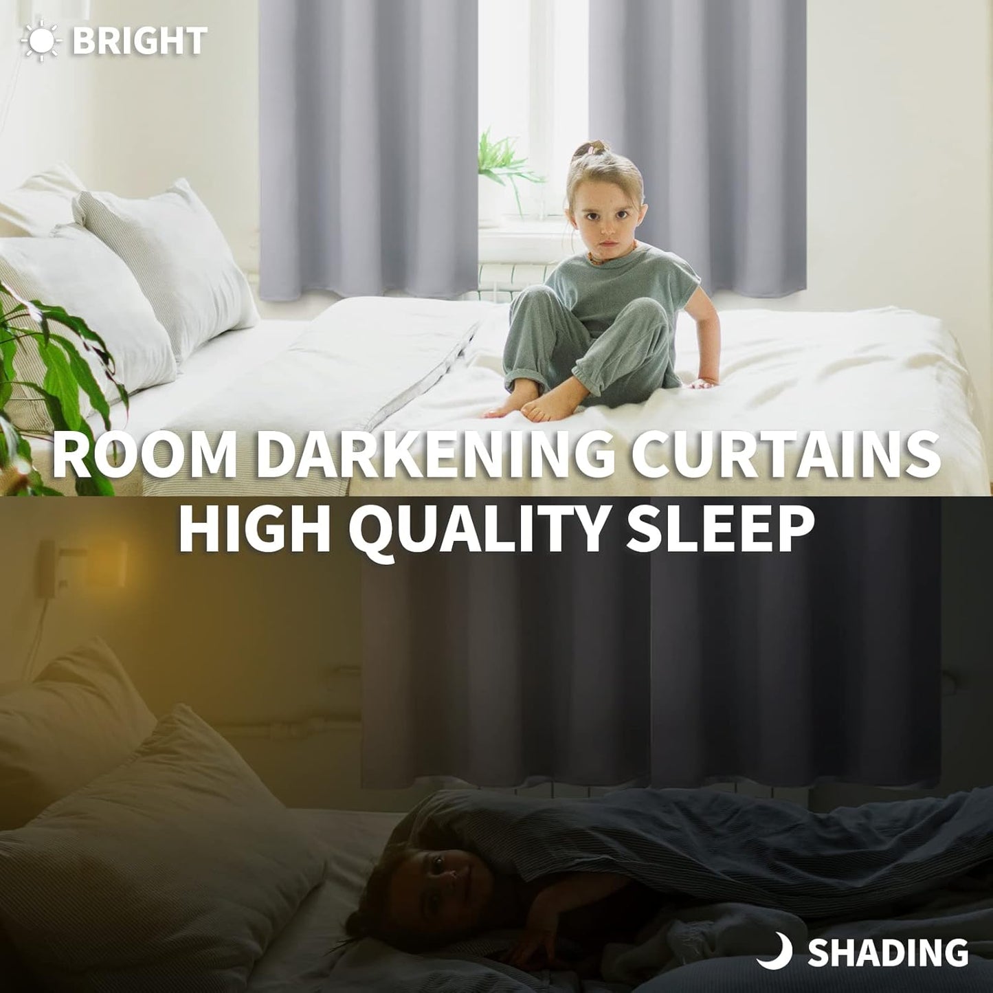 BGment Short Room Darkening Curtains 40 Inches Long for Kitchen - Rod Pocket Thermal Insulated Blackout Curtain Drapes for Small Bedroom Window, 42 x 40 Inch, 2 Panels, Light Grey