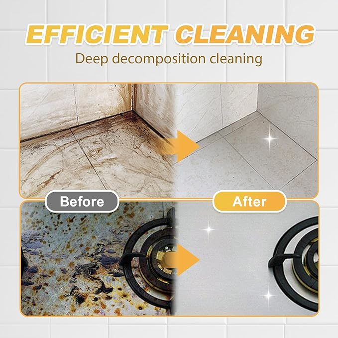 Heavy-Duty Kitchen Degreaser Foam Cleaner, Powerful Kitchen Degreaser Spray & Dual Side Scrub Sponge Set Grease Remover for Stove Range Hood (1, Standard)