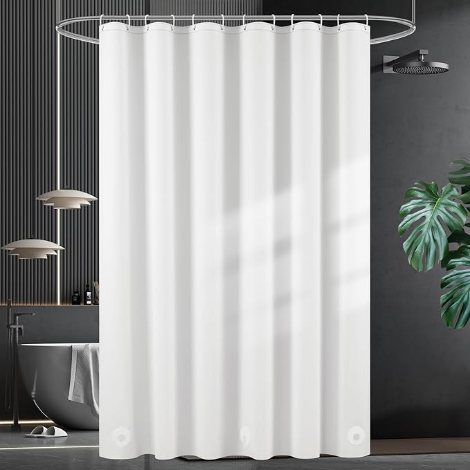 UFRIDAY Extra Long Shower Curtain Liner Premium PEVA 72 x84 inch,Heavy Duty Shower Curtain with 3 Weighted Magnets, Plastic Waterproof Bath Curtains with 12 Hooks