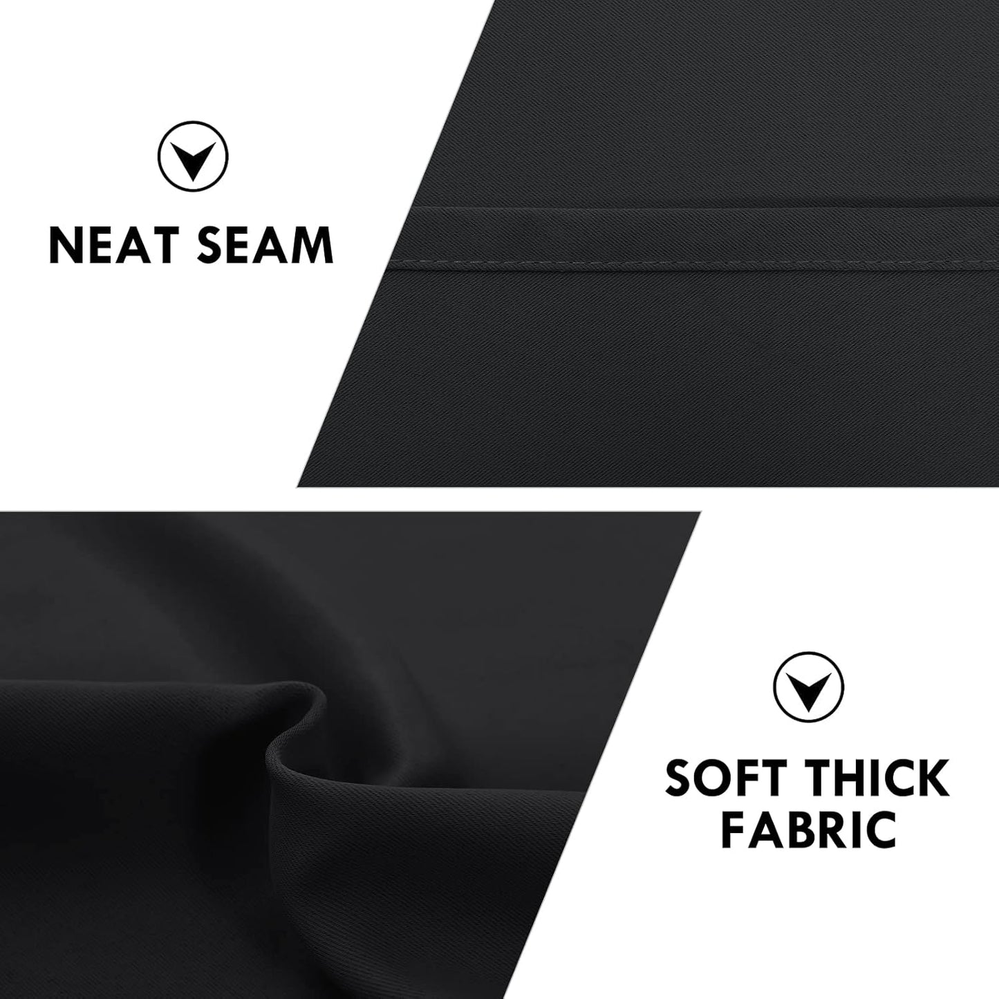 DWCN Blackout Curtains for Bedroom - Thermal Insulated Privacy Energy Saving Rod Pocket Drapes for Living Room, W 38 x L 63 Inch, Black, Set of 2