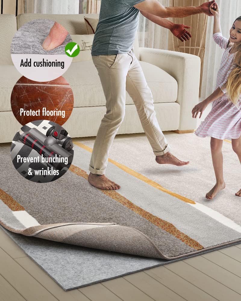 Non Slip Rug Pad Gripper - 8x10 Feet 1/4” Extra Thick Felt Under Rug for Area Rugs and Hardwood Floors,Super Cushioned Non Skid Carpet Padding