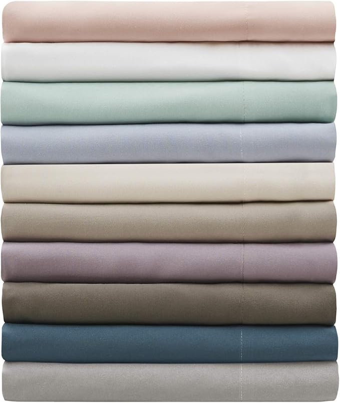 Madison Park 3M Microcell Bed Sheet Set Color Fast, Wrinkle and Stain Resistant, Soft Sheets with 16" Deep Pocket All Season, Cozy Bedding-Set, Matching Pillow Case, Full, Seafoam, 4 Piece