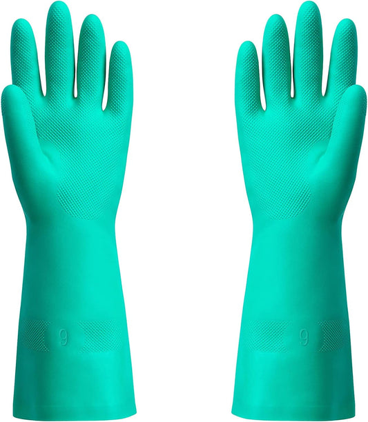 ThxToms Chemical Resistant Nitrile Gloves, Resist Household Acid, Alkali, Solvent and Oil, Latex Rubber Free, 1 Pair Large