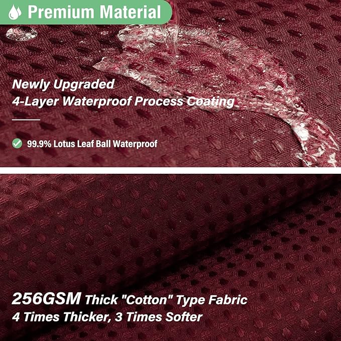 Dynamene Stall Shower Curtain - 60 inch Waffle Weave Heavy Duty Thick Fabric Shower Curtains for Bathroom, Weighted Hotel Spa Luxury Cloth Bath Curtain Set with 10 Plastic Hooks, 60x72, Burgundy